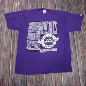 Vintage VTG Logo 7 Colorado Rockies 1993 T Shirt MLB 90s Single Stitch Mens XL